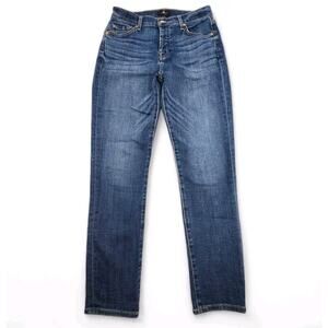 7 For All Mankind Jeand Josephina Straight Leg Medium Wash Mid Rise Womens Sz 25